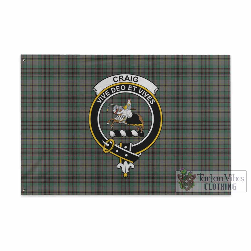 Tartan Vibes Clothing Craig Tartan House Flag with Family Crest