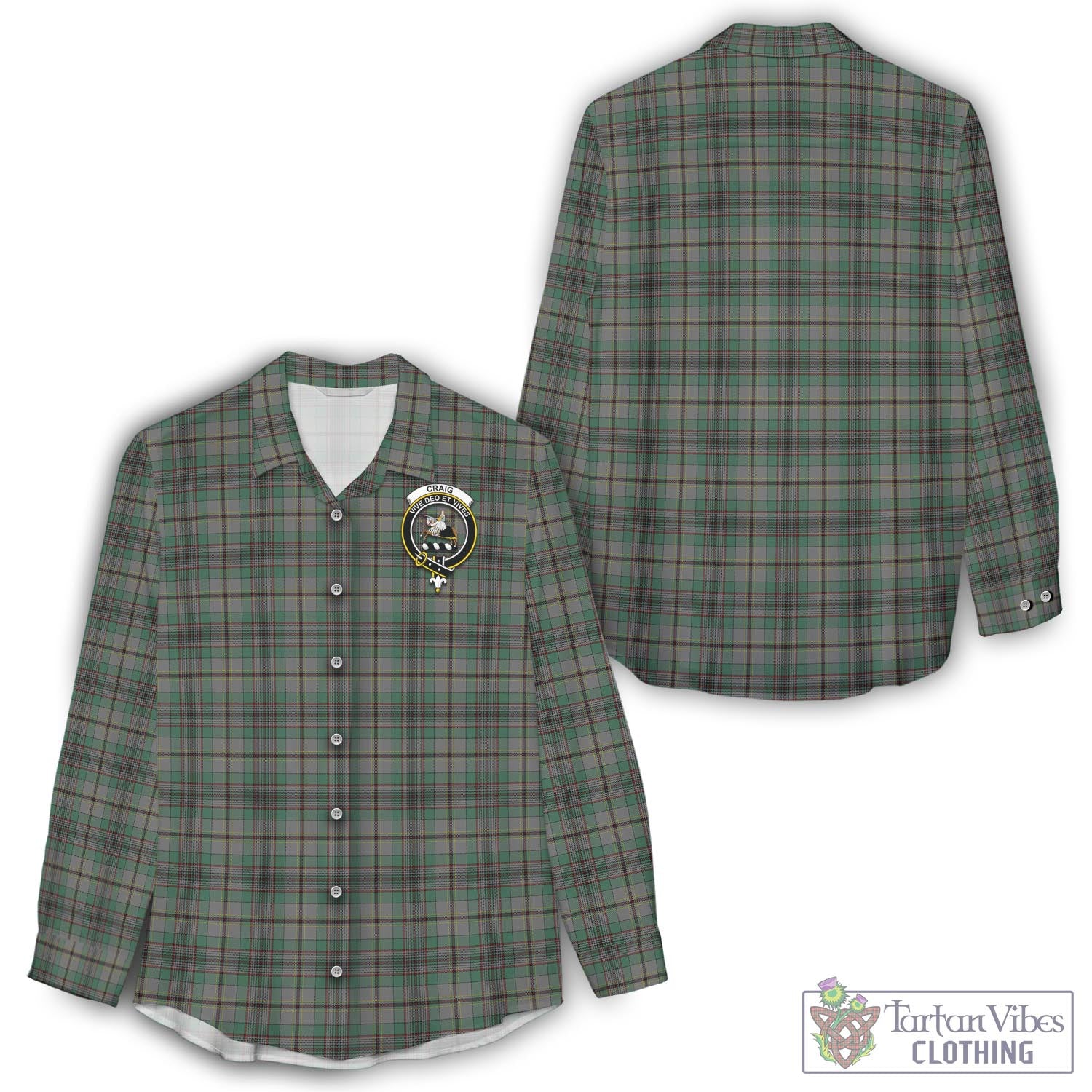 Tartan Vibes Clothing Craig Tartan Womens Casual Shirt with Family Crest