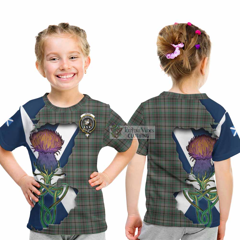 Tartan Vibes Clothing Craig Tartan Family Crest Kid T-Shirt Scottish Thistle Celtic Inspired