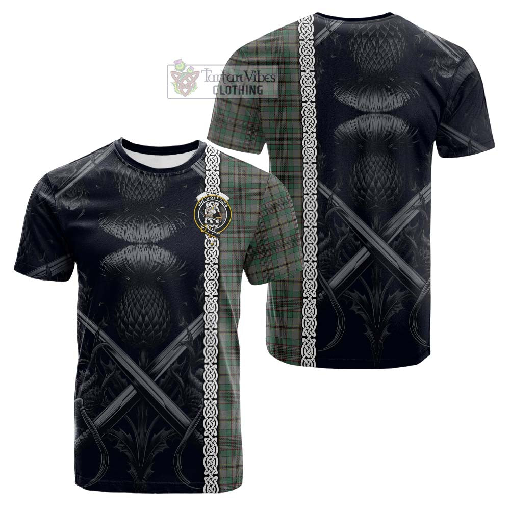 Tartan Vibes Clothing Craig Tartan Cotton T-shirt with Family Crest Cross Sword Thistle Celtic Vibes