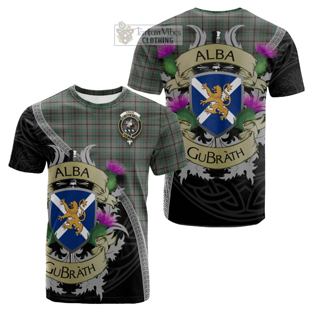 Tartan Vibes Clothing Craig Tartan Family Crest Cotton T-shirt Lion Rampant Royal Thistle Shield Celtic Inspired