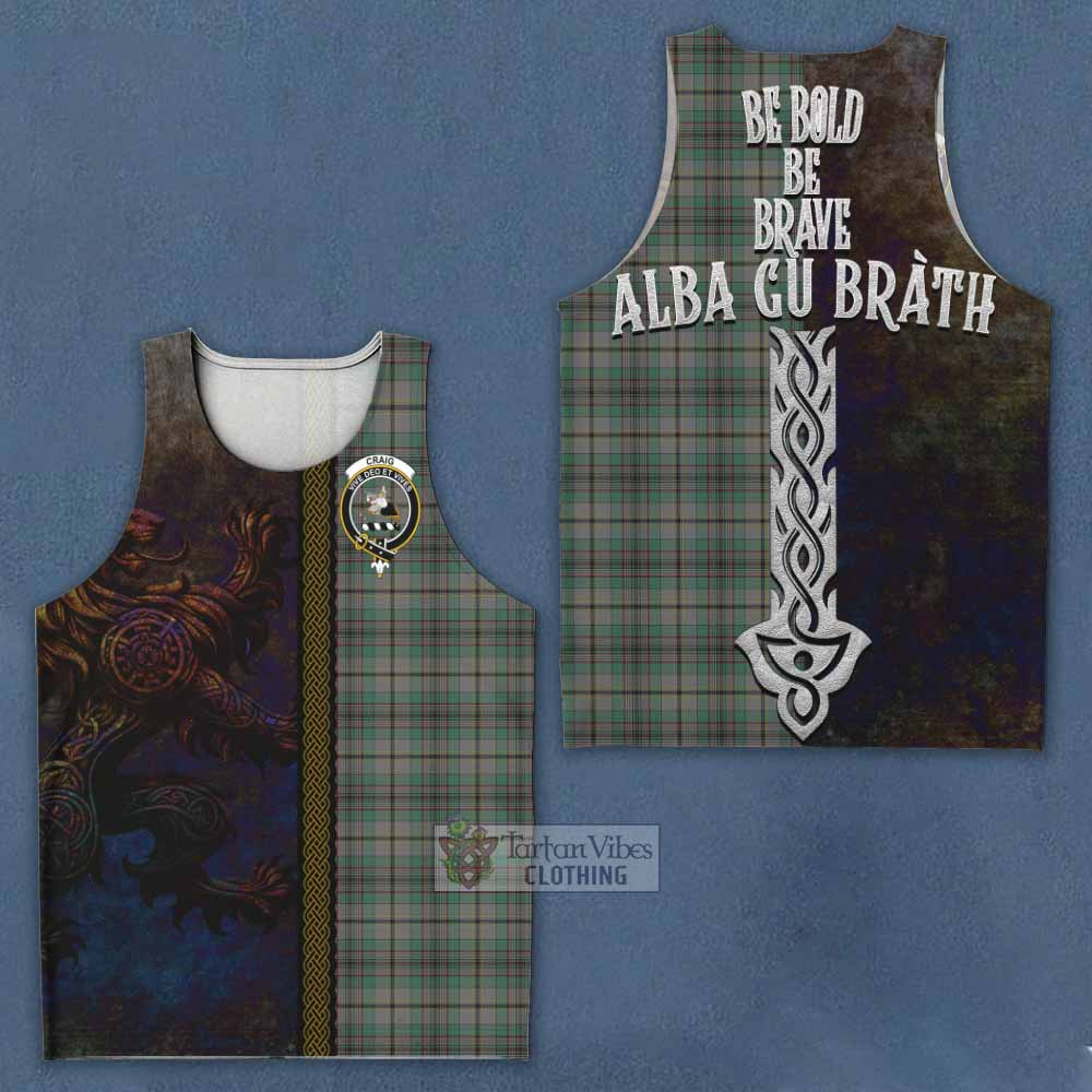 Tartan Vibes Clothing Craig Tartan Family Crest Men's Tank Top Alba Gu Brath Be Brave Lion Ancient Style