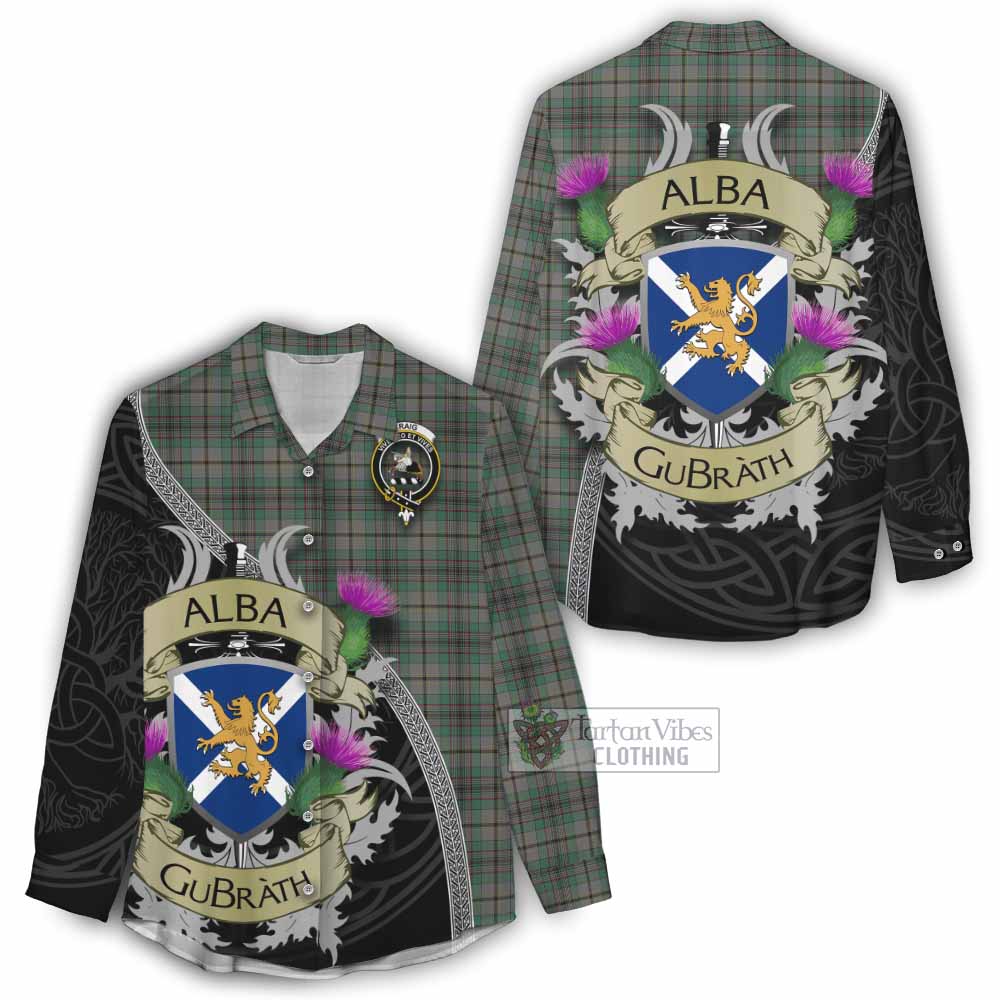 Tartan Vibes Clothing Craig Tartan Family Crest Women's Casual Shirt Lion Rampant Royal Thistle Shield Celtic Inspired