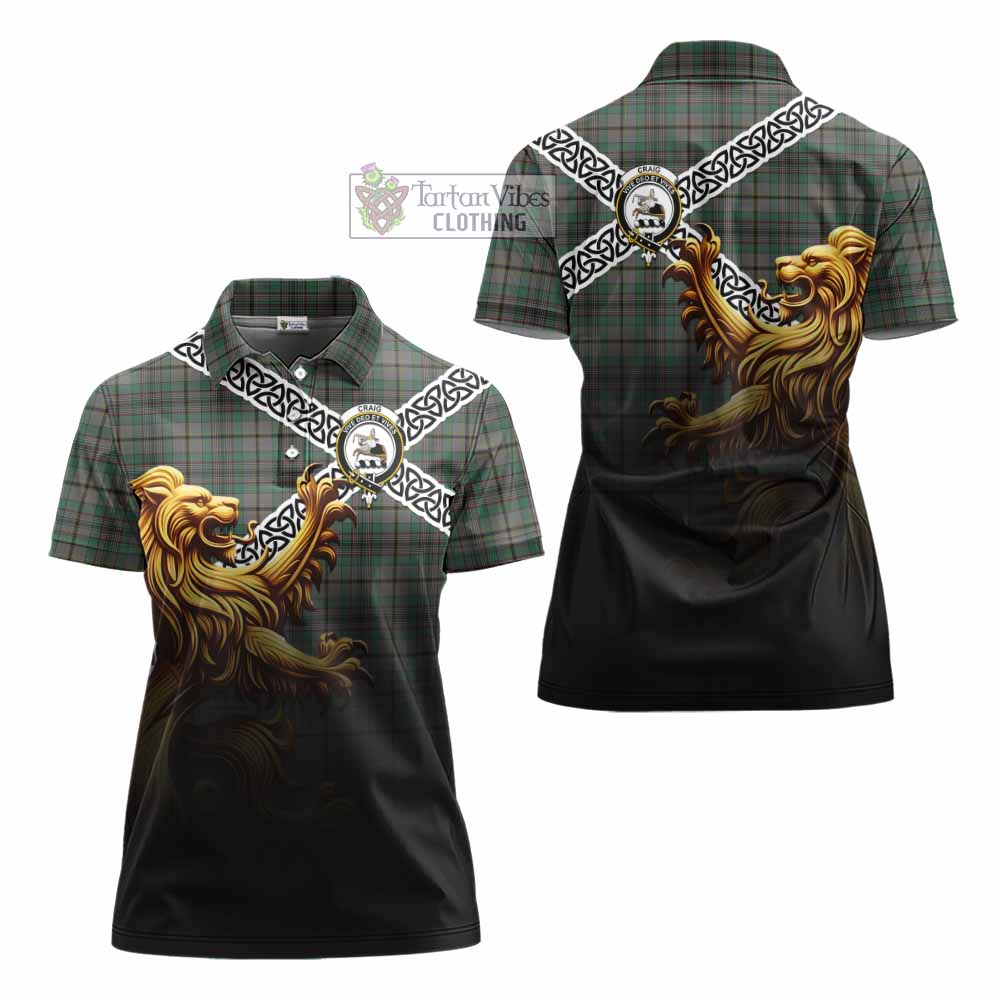 Tartan Vibes Clothing Craig Crest Tartan Women's Polo Shirt with Golden Lion Emblem Celtic Style