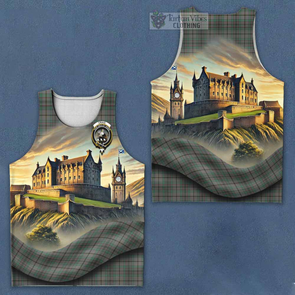 Tartan Vibes Clothing Craig Tartan Family Crest Men's Tank Top with Scottish Ancient Castle Style