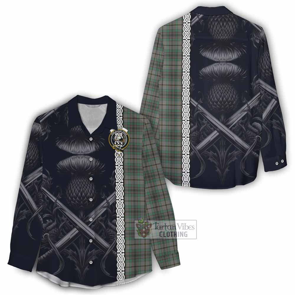 Tartan Vibes Clothing Craig Tartan Women's Casual Shirt with Family Crest Cross Sword Thistle Celtic Vibes