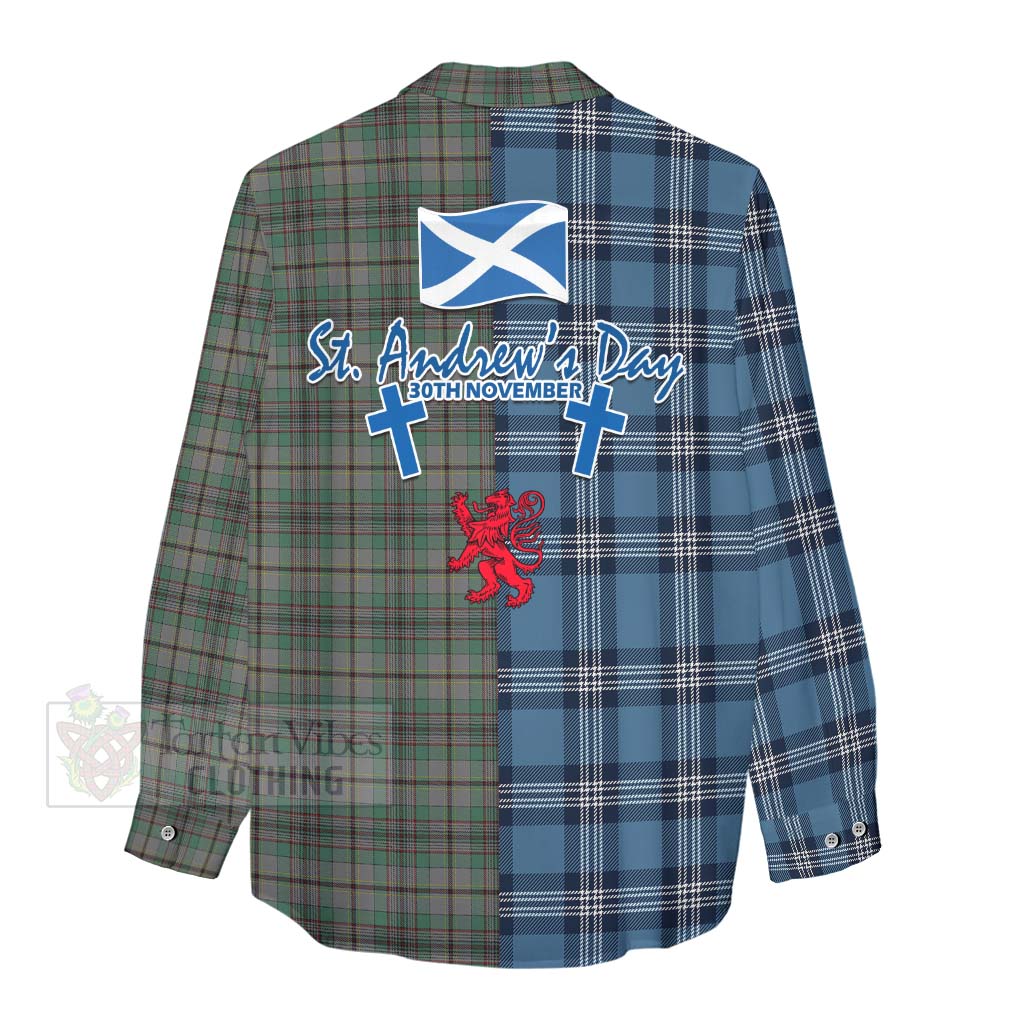 Tartan Vibes Clothing Craig Tartan Women's Casual Shirt Happy St. Andrew's Day Half Tartan Style