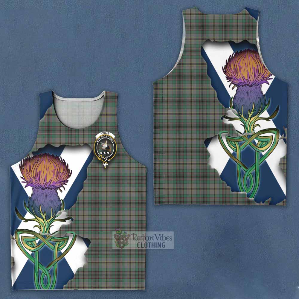 Tartan Vibes Clothing Craig Tartan Family Crest Men's Tank Top Scottish Thistle Celtic Inspired