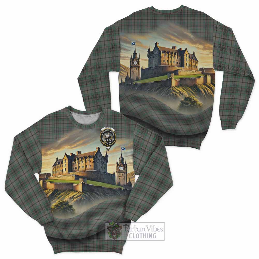 Tartan Vibes Clothing Craig Tartan Family Crest Sweatshirt with Scottish Ancient Castle Style
