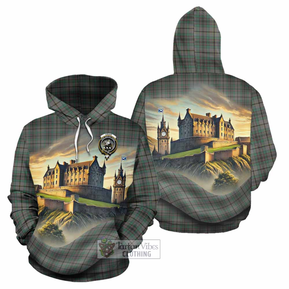 Tartan Vibes Clothing Craig Tartan Family Crest Hoodie with Scottish Ancient Castle Style