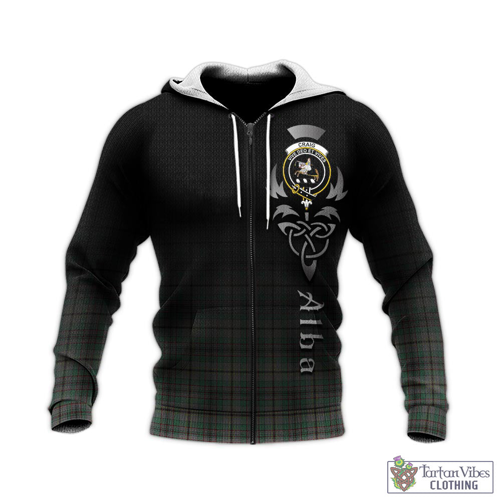 Tartan Vibes Clothing Craig Tartan Knitted Hoodie Featuring Alba Gu Brath Family Crest Celtic Inspired
