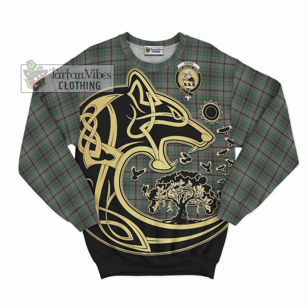 Craig Tartan Sweatshirt with Family Crest Celtic Wolf Style - Tartan Vibes Clothing