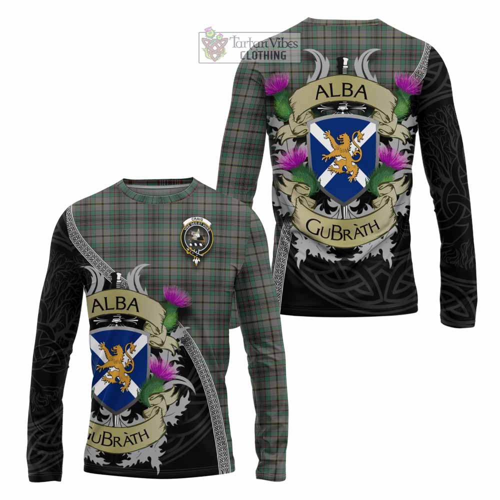 Tartan Vibes Clothing Craig Tartan Family Crest Long Sleeve T-Shirt Lion Rampant Royal Thistle Shield Celtic Inspired