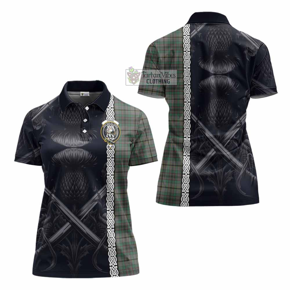 Tartan Vibes Clothing Craig Tartan Women's Polo Shirt with Family Crest Cross Sword Thistle Celtic Vibes