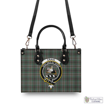 Craig Tartan Luxury Leather Handbags with Family Crest - Tartan Vibes Clothing