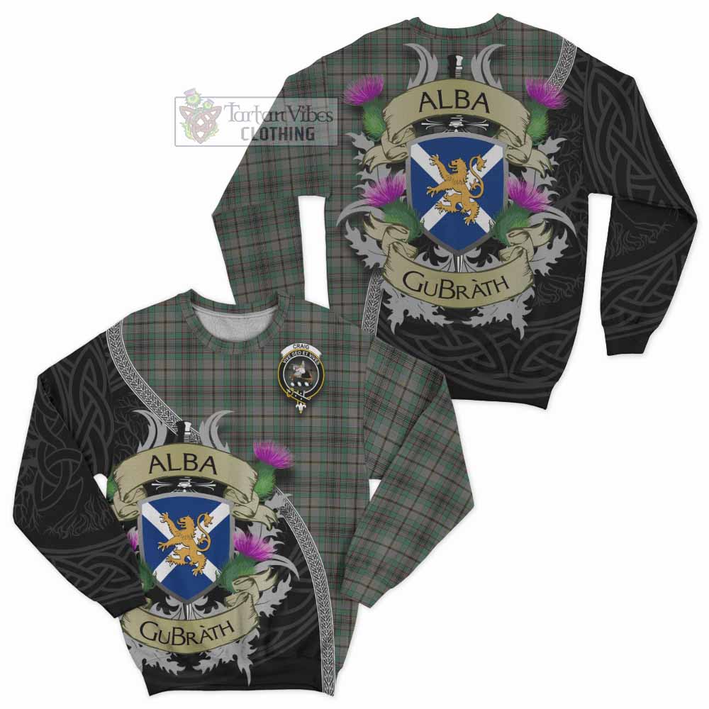 Tartan Vibes Clothing Craig Tartan Family Crest Sweatshirt Lion Rampant Royal Thistle Shield Celtic Inspired