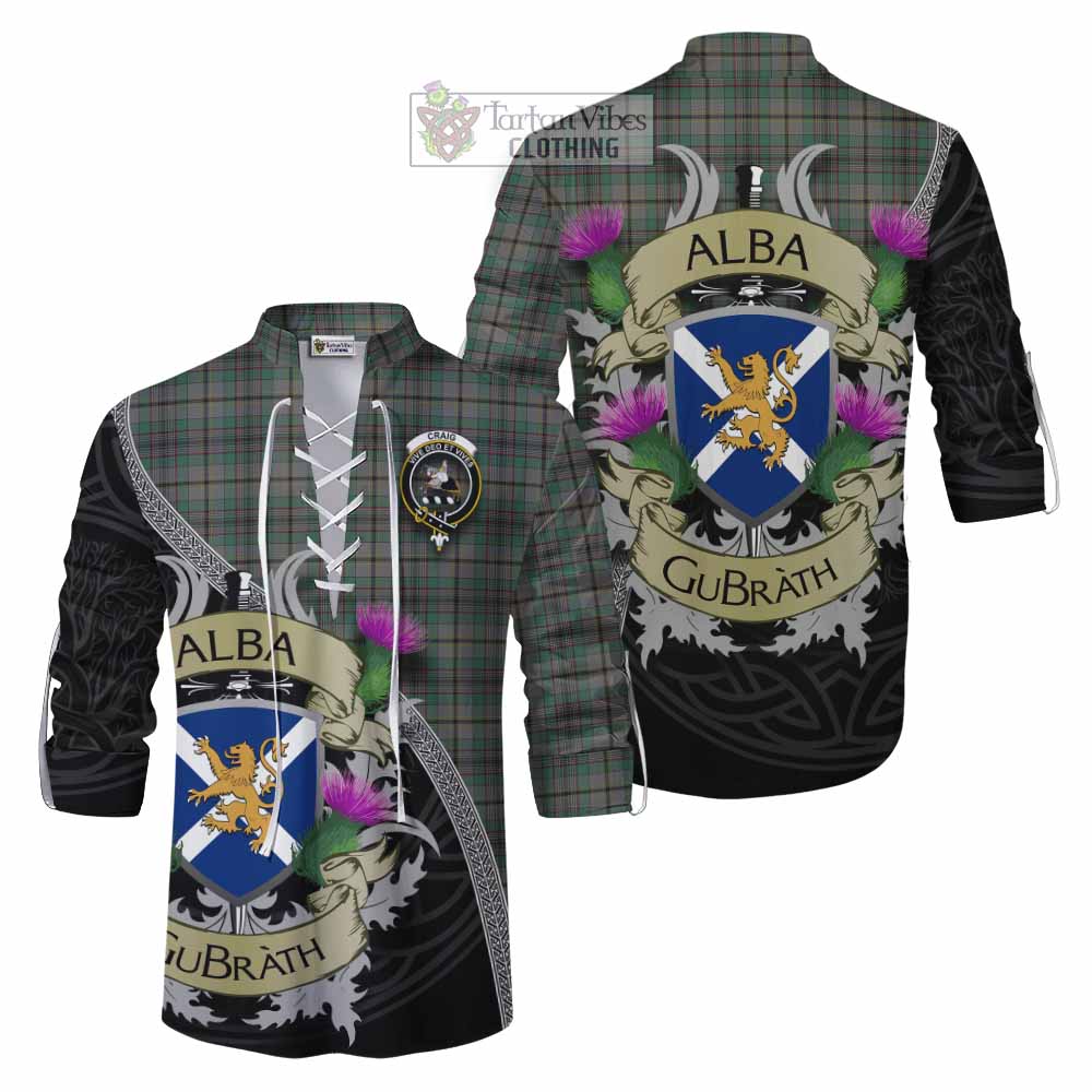 Tartan Vibes Clothing Craig Tartan Family Crest Ghillie Kilt Shirt Lion Rampant Royal Thistle Shield Celtic Inspired