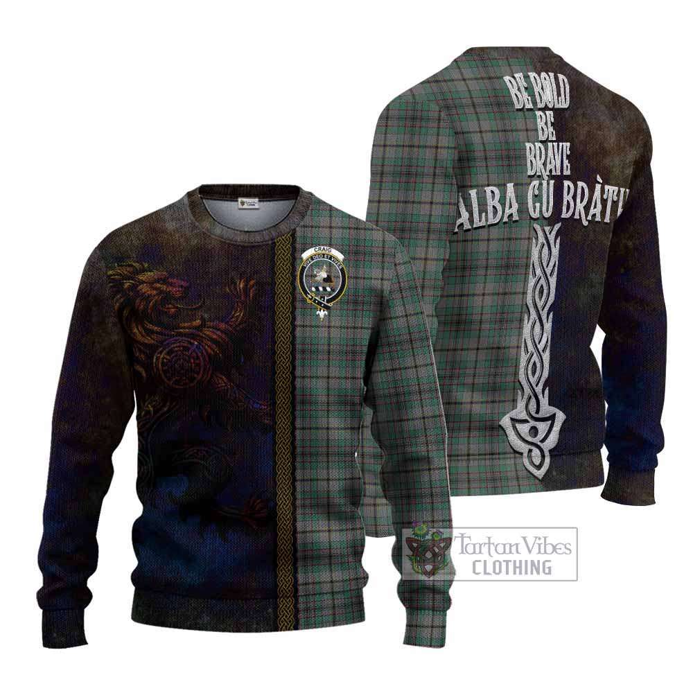 Tartan Vibes Clothing Craig Tartan Family Crest Knitted Sweater Alba Gu Brath Be Brave Lion Ancient Style
