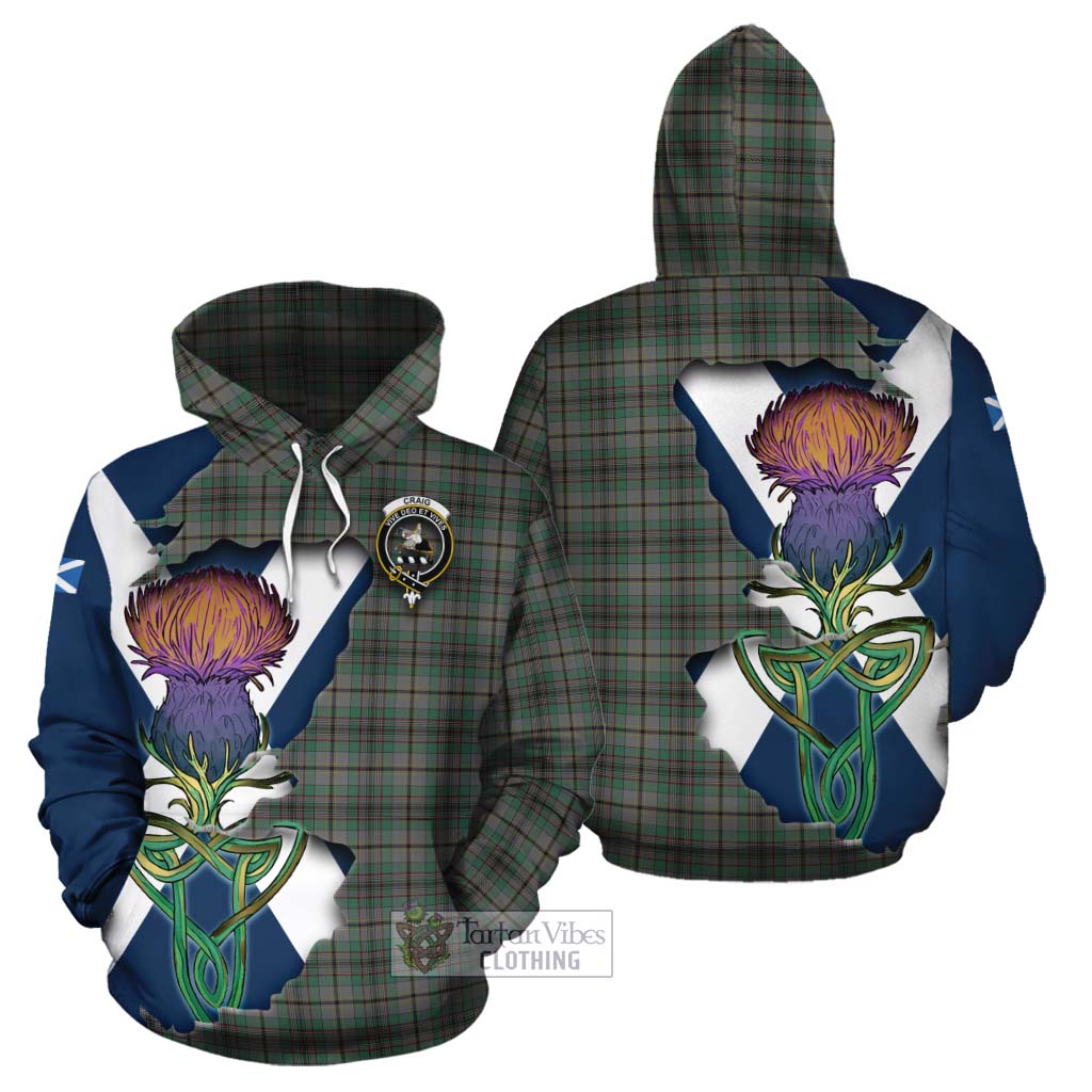 Tartan Vibes Clothing Craig Tartan Family Crest Cotton Hoodie Scottish Thistle Celtic Inspired