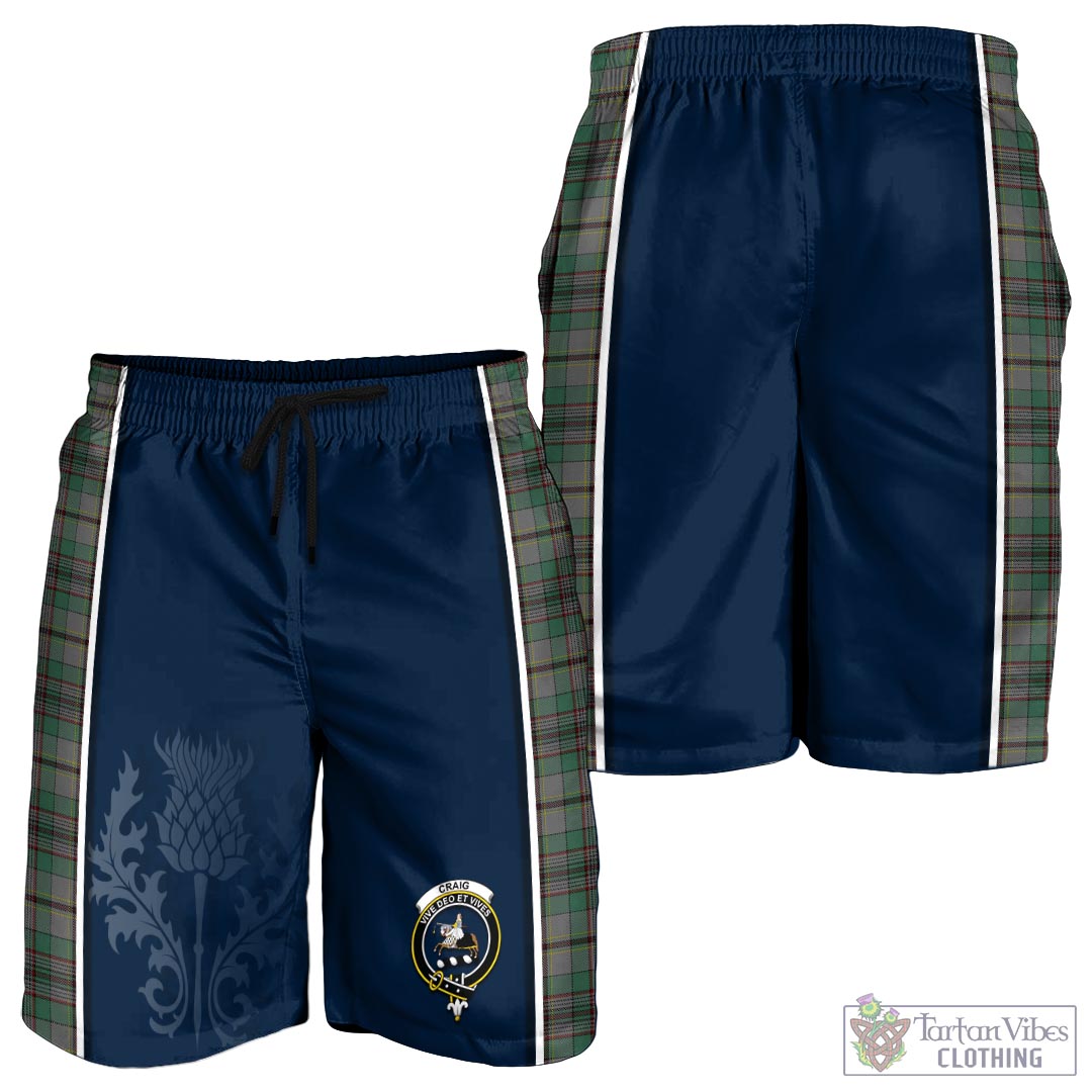 Tartan Vibes Clothing Craig Tartan Men's Shorts with Family Crest and Scottish Thistle Vibes Sport Style