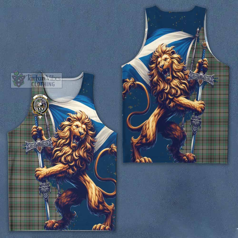 Tartan Vibes Clothing Craig Tartan Family Crest Men's Tank Top with Scottish Majestic Lion