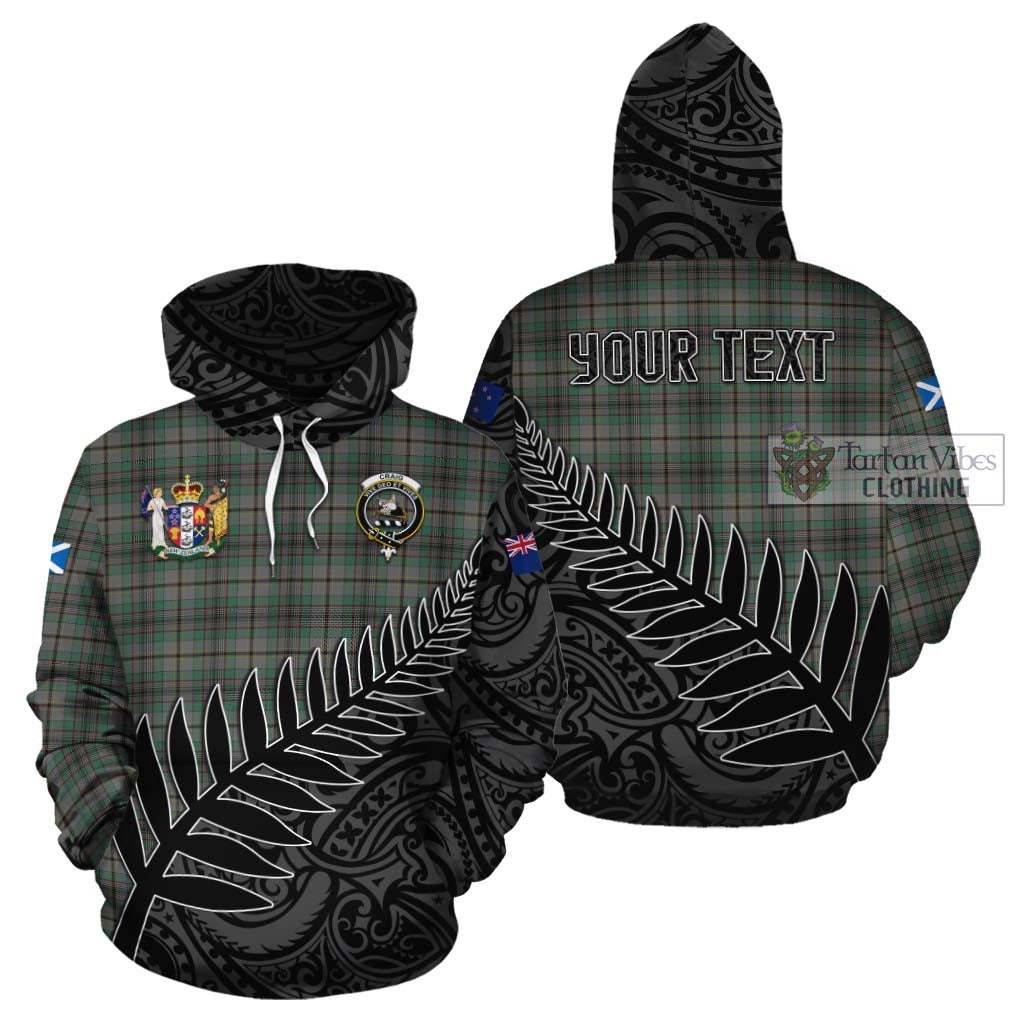 Tartan Vibes Clothing Craig Crest Tartan Cotton Hoodie with New Zealand Silver Fern Half Style