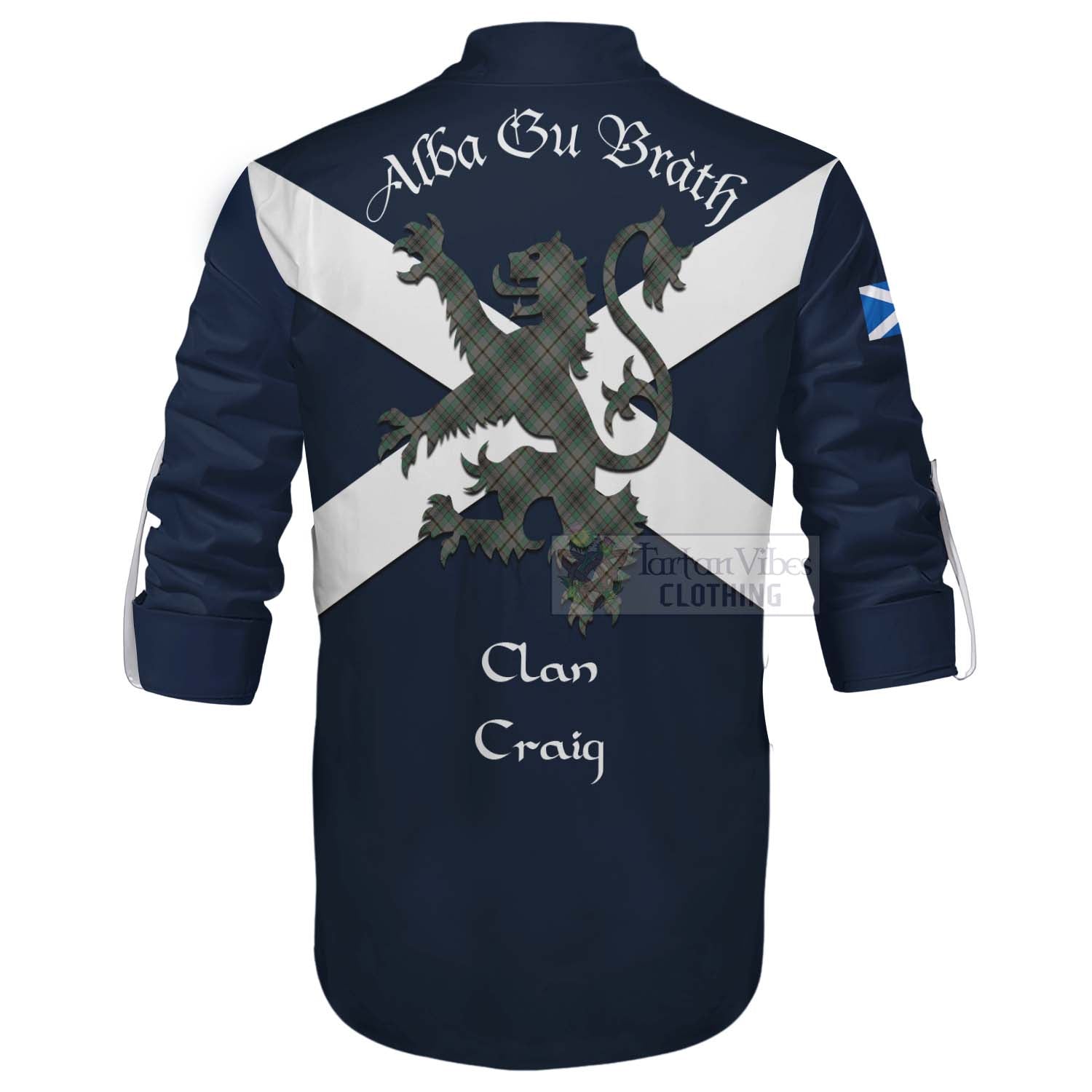 Tartan Vibes Clothing Craig Tartan Lion Rampant Ghillie Kilt Shirt Proudly Display Your Heritage with Alba Gu Brath and Clan Name