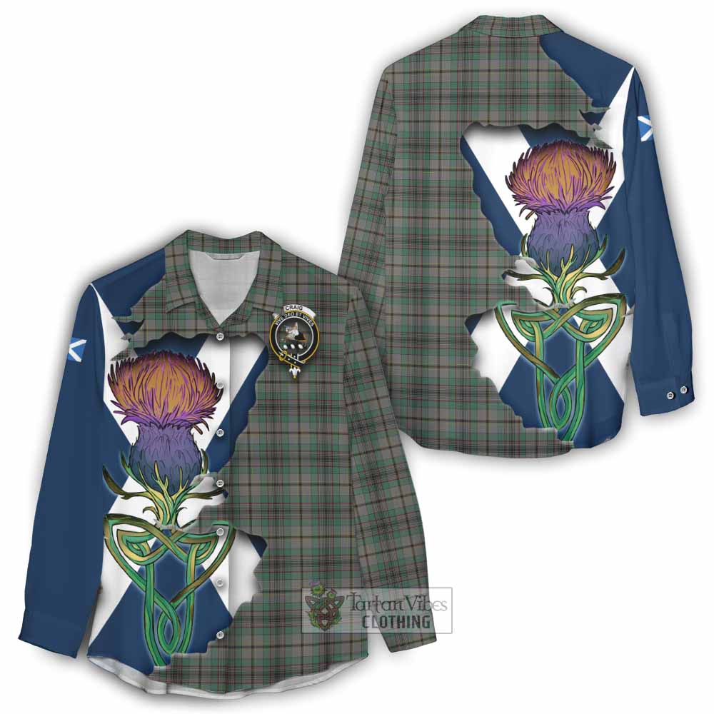 Tartan Vibes Clothing Craig Tartan Family Crest Women's Casual Shirt Scottish Thistle Celtic Inspired