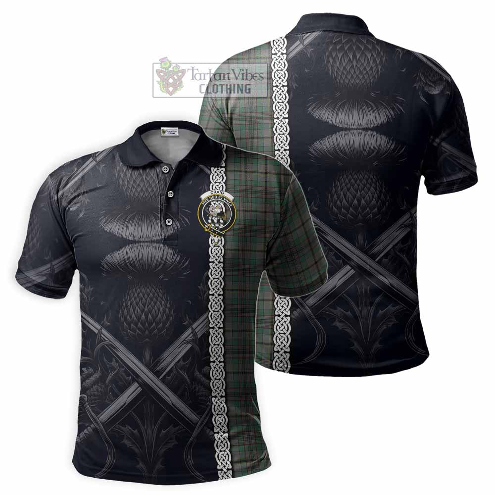 Tartan Vibes Clothing Craig Tartan Polo Shirt with Family Crest Cross Sword Thistle Celtic Vibes