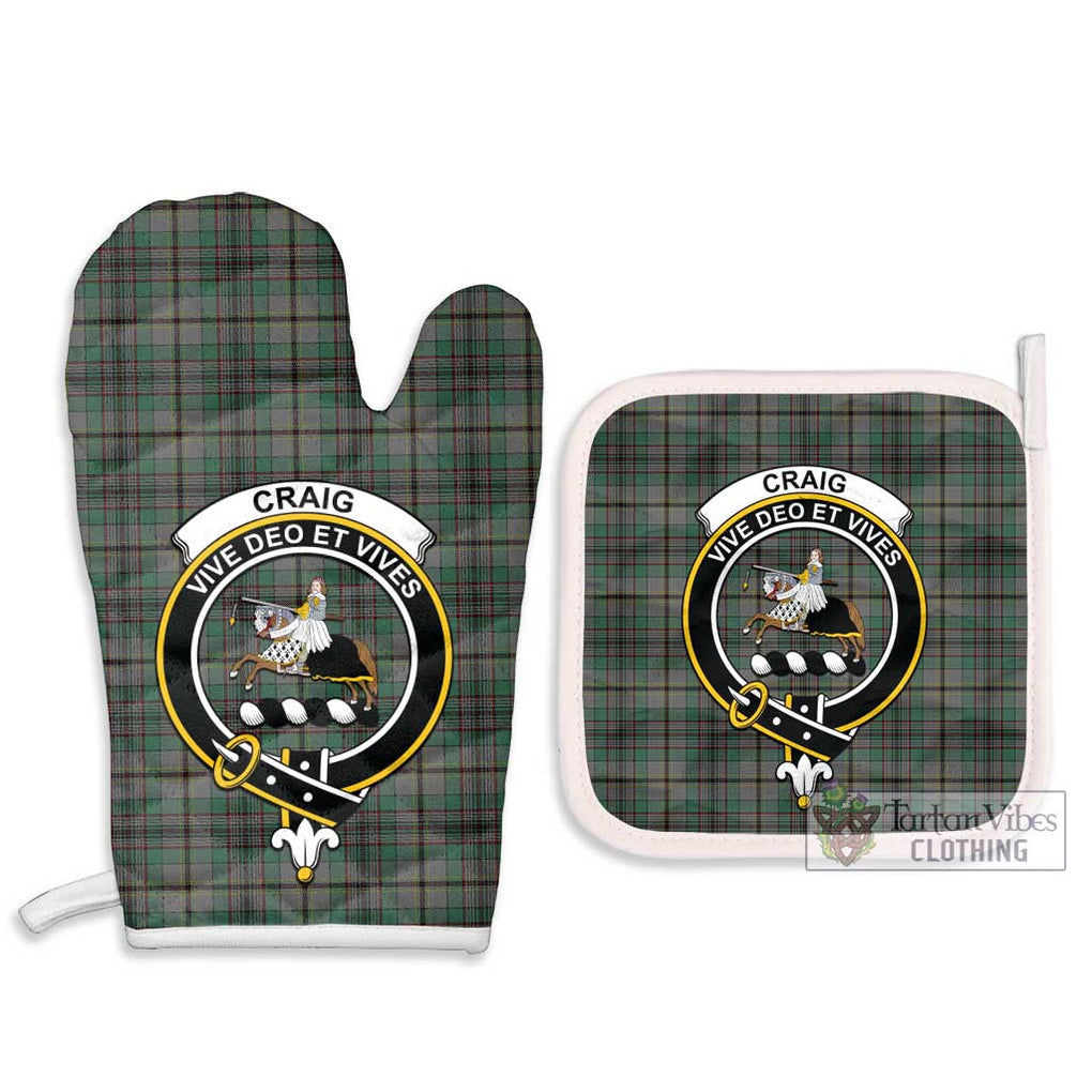 Craig Tartan Combo Oven Mitt & Pot-Holder with Family Crest Combo 1 Oven Mitt & 2 Pot-Holder White - Tartan Vibes Clothing