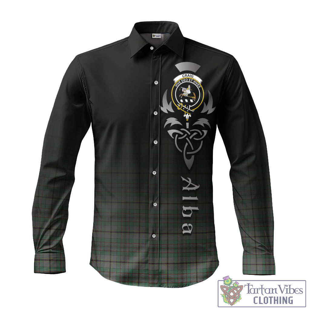 Tartan Vibes Clothing Craig Tartan Long Sleeve Button Up Featuring Alba Gu Brath Family Crest Celtic Inspired