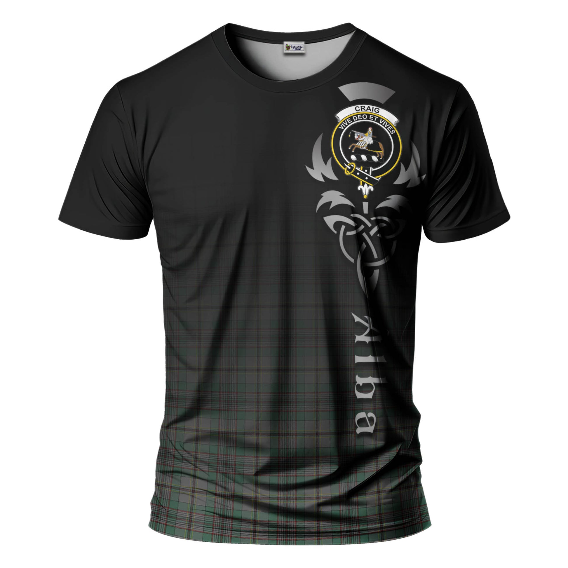 Tartan Vibes Clothing Craig Tartan T-Shirt Featuring Alba Gu Brath Family Crest Celtic Inspired