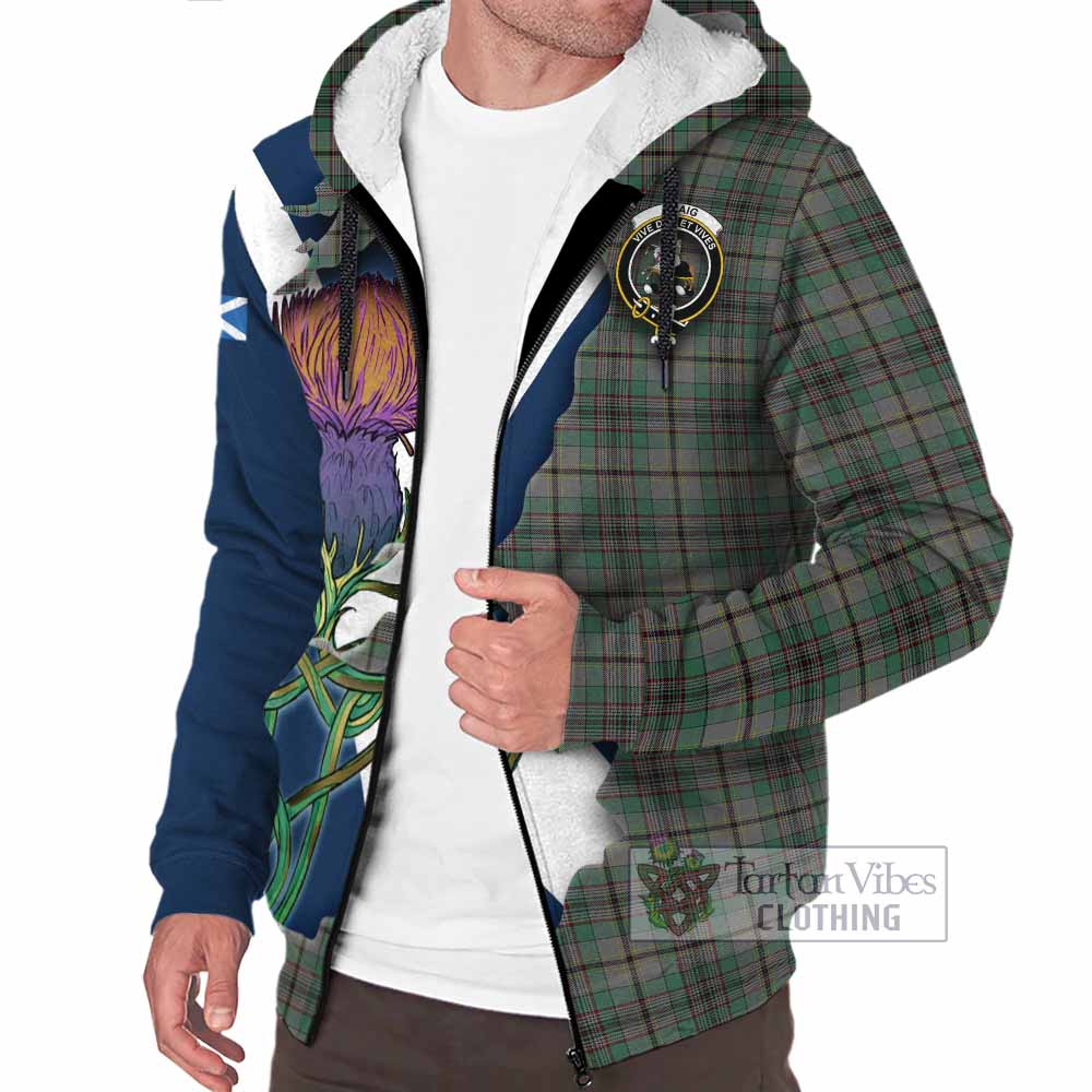 Tartan Vibes Clothing Craig Tartan Family Crest Sherpa Hoodie Scottish Thistle Celtic Inspired