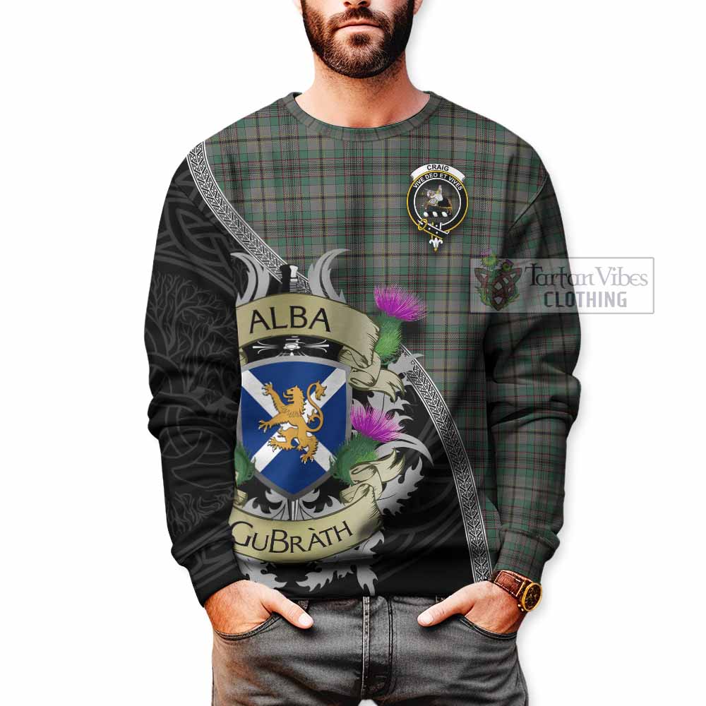 Tartan Vibes Clothing Craig Tartan Family Crest Sweatshirt Lion Rampant Royal Thistle Shield Celtic Inspired