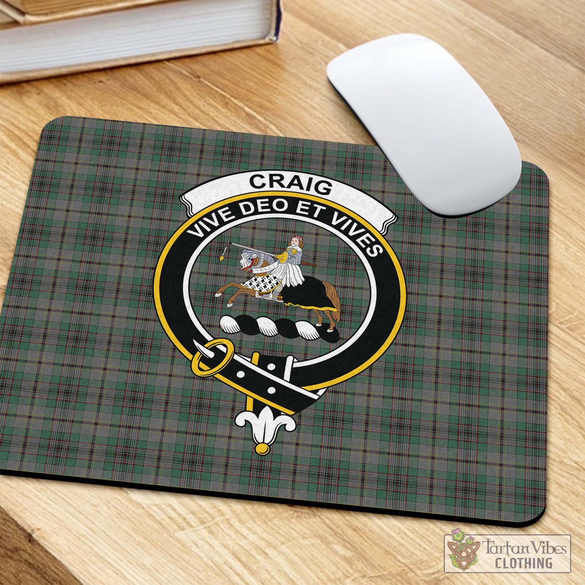 Tartan Vibes Clothing Craig Tartan Mouse Pad with Family Crest