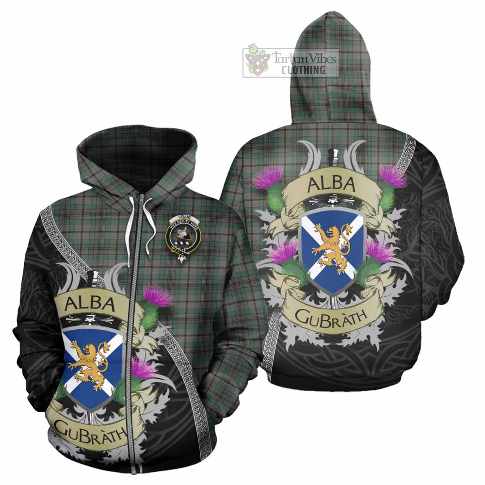 Tartan Vibes Clothing Craig Tartan Family Crest Hoodie Lion Rampant Royal Thistle Shield Celtic Inspired