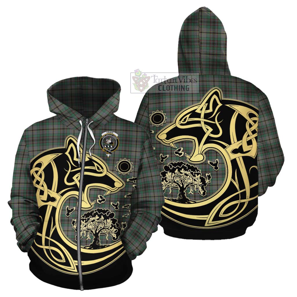 Craig Tartan Cotton Hoodie with Family Crest Celtic Wolf Style - Tartan Vibes Clothing