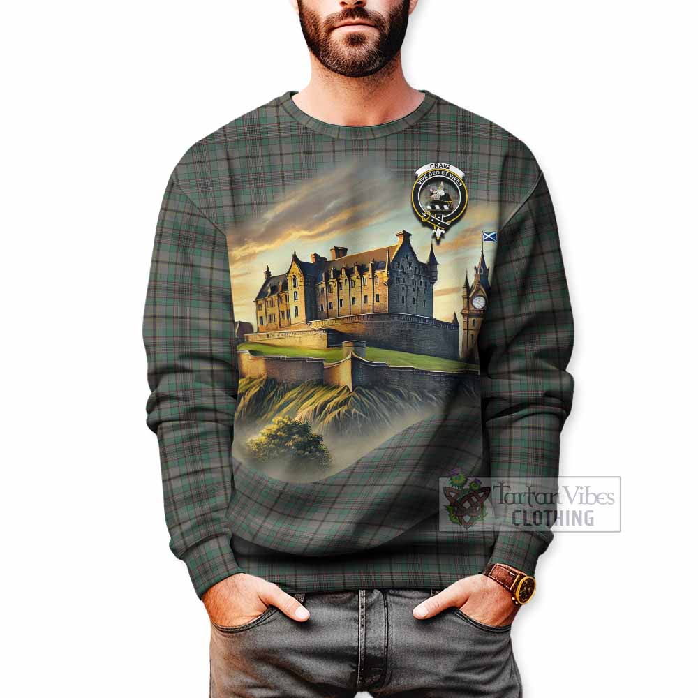 Tartan Vibes Clothing Craig Tartan Family Crest Sweatshirt with Scottish Ancient Castle Style
