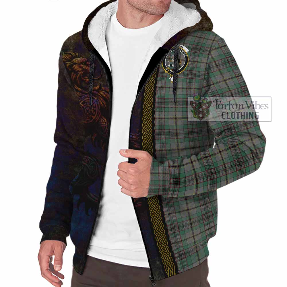 Tartan Vibes Clothing Craig Tartan Family Crest Sherpa Hoodie Alba Gu Brath Be Brave Lion Ancient Style