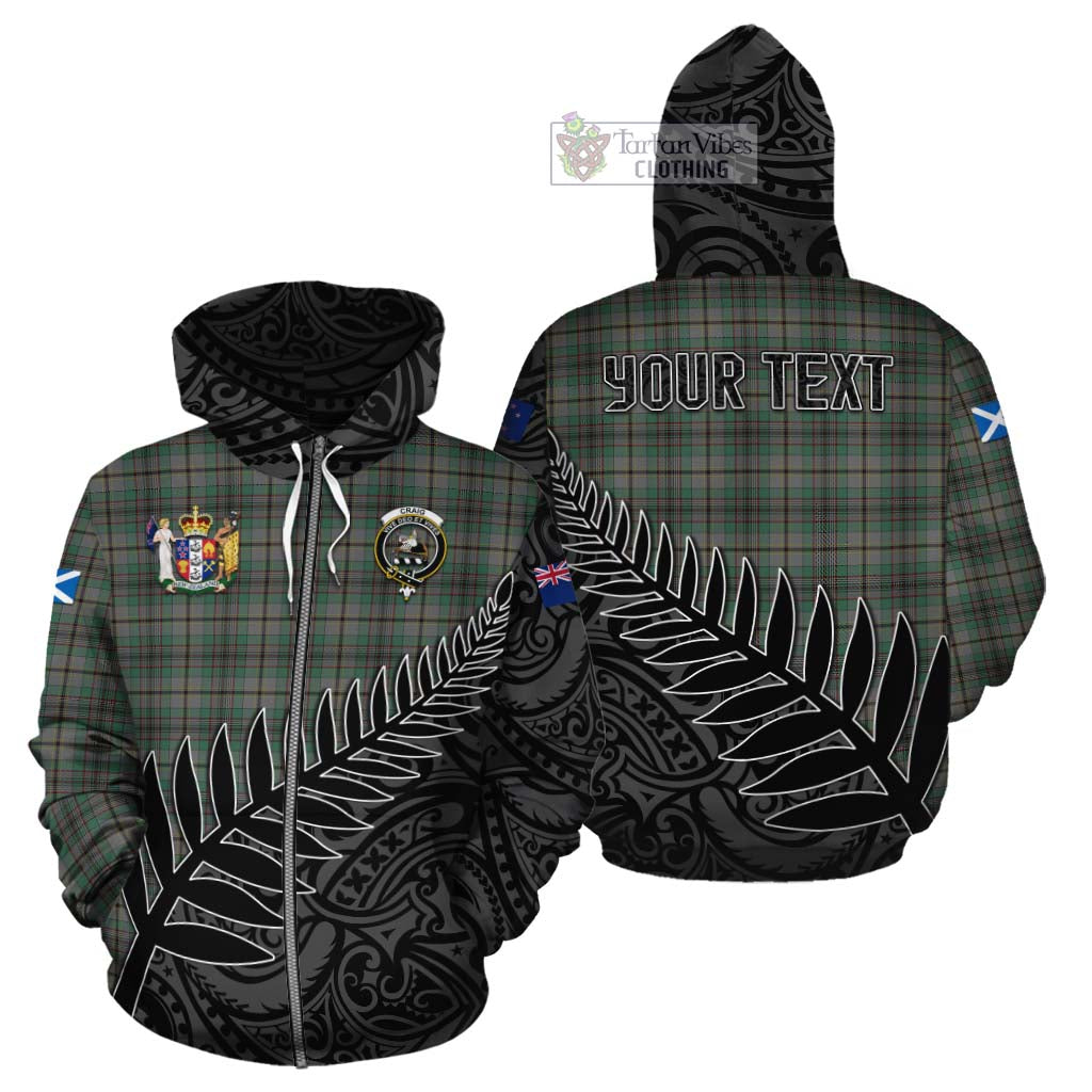 Tartan Vibes Clothing Craig Crest Tartan Cotton Hoodie with New Zealand Silver Fern Half Style