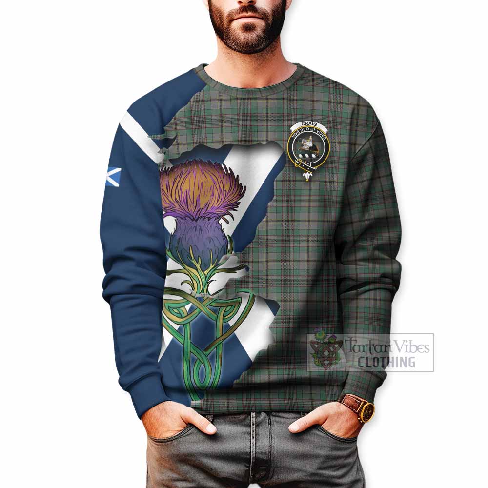 Tartan Vibes Clothing Craig Tartan Family Crest Sweatshirt Scottish Thistle Celtic Inspired
