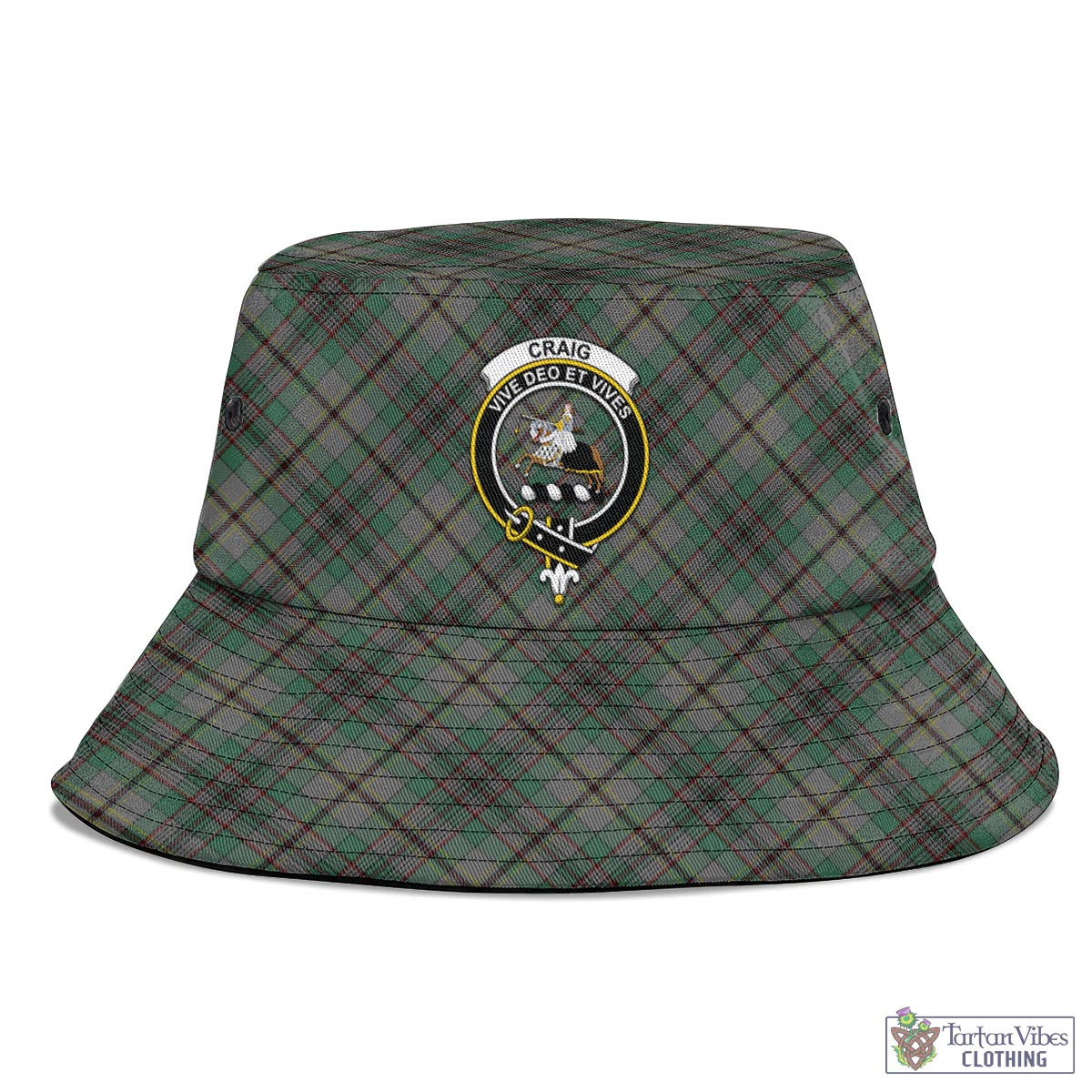 Tartan Vibes Clothing Craig Tartan Bucket Hat with Family Crest
