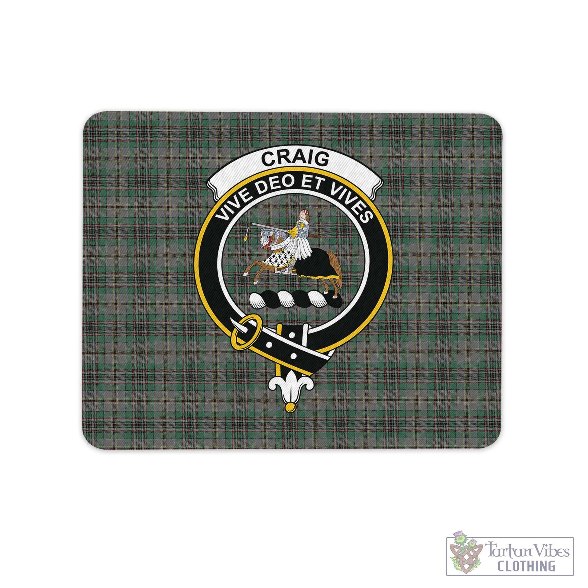 Tartan Vibes Clothing Craig Tartan Mouse Pad with Family Crest