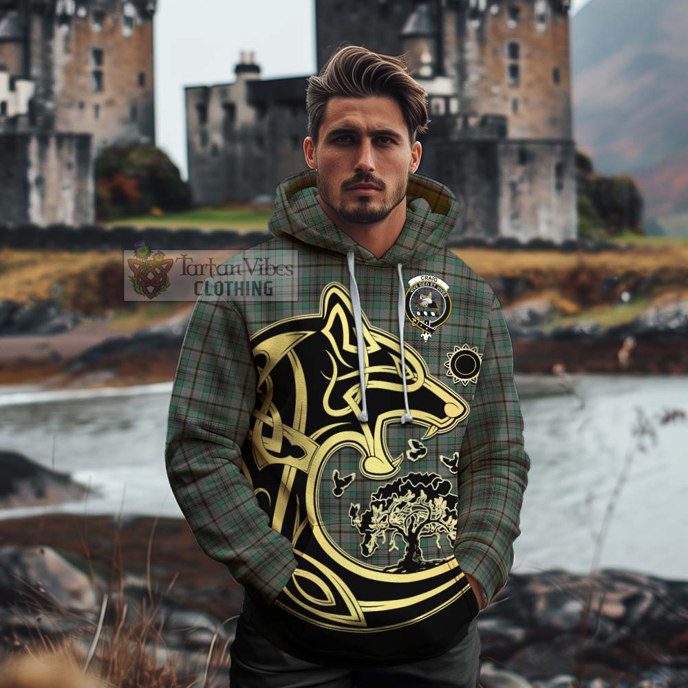 Craig Tartan Cotton Hoodie with Family Crest Celtic Wolf Style - Tartan Vibes Clothing