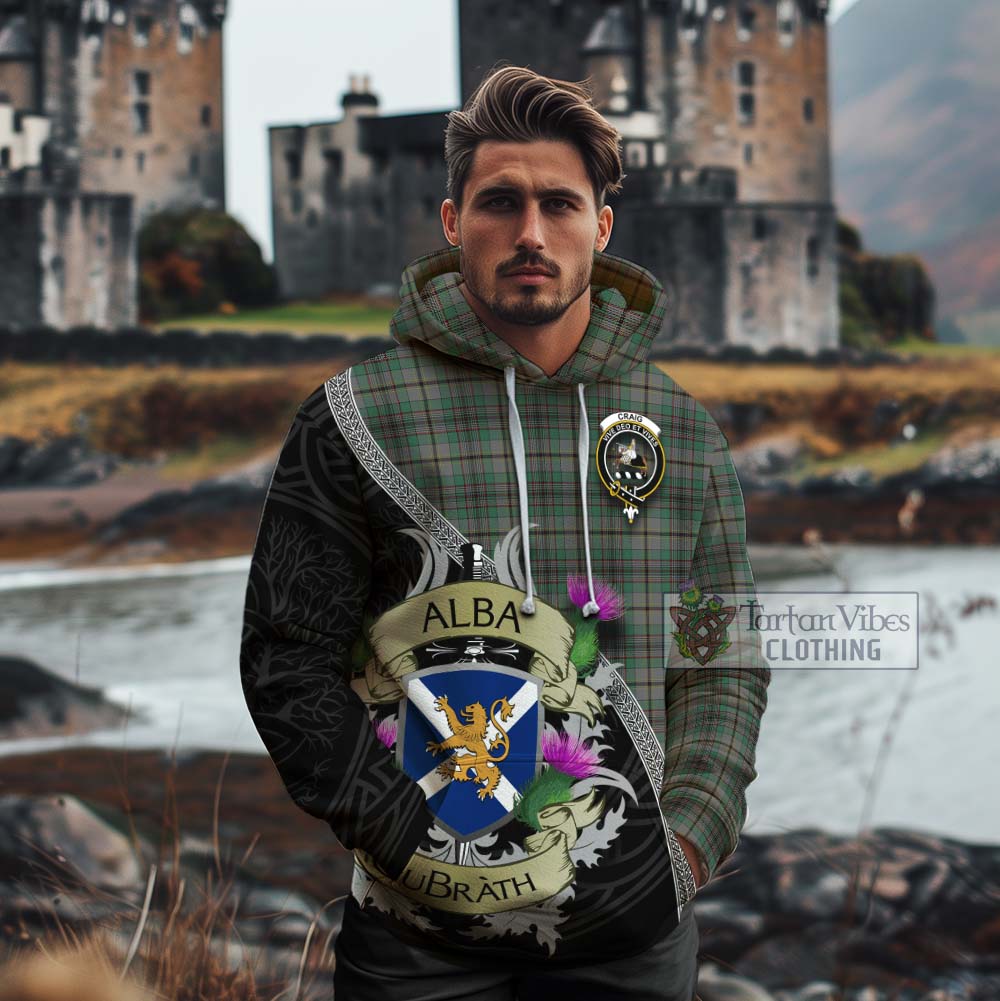 Tartan Vibes Clothing Craig Tartan Family Crest Cotton Hoodie Lion Rampant Royal Thistle Shield Celtic Inspired