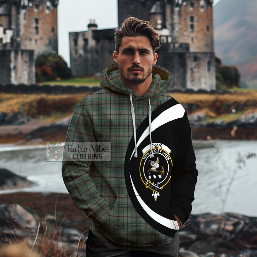 Tartan Vibes Clothing Craig Tartan Cotton Hoodie with Family Crest Circle Style