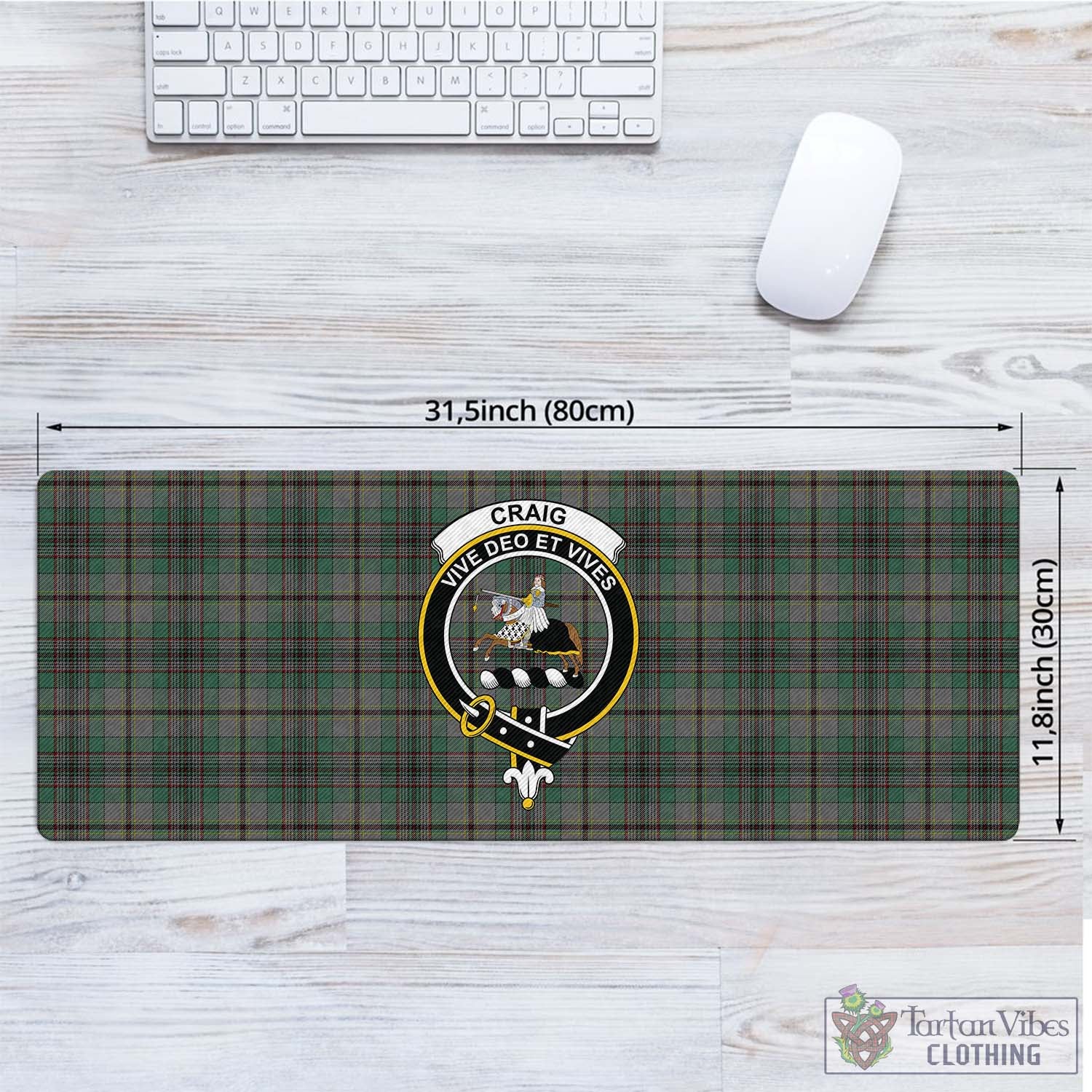 Tartan Vibes Clothing Craig Tartan Mouse Pad with Family Crest