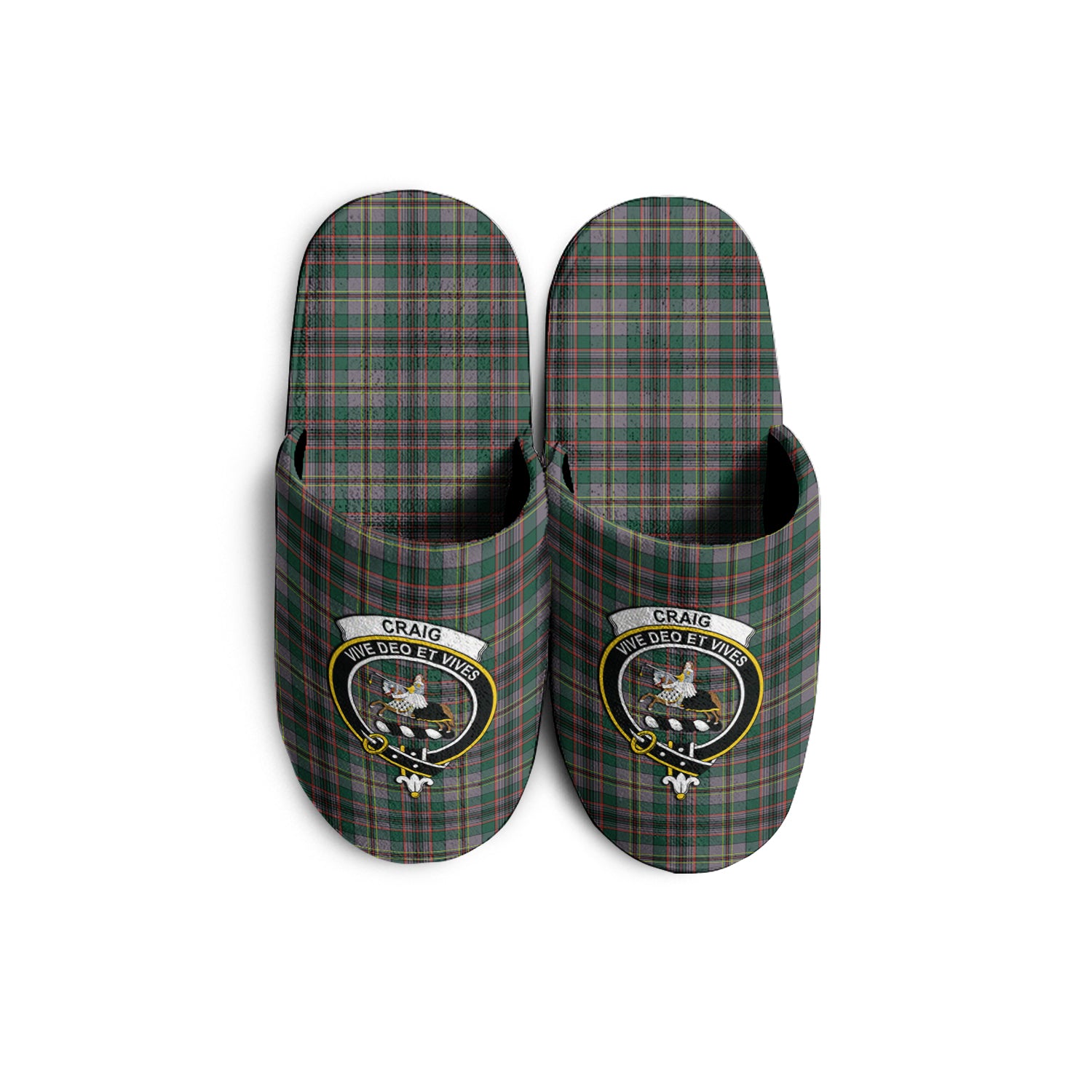 Craig Ancient Tartan Home Slippers with Family Crest - Tartanvibesclothing