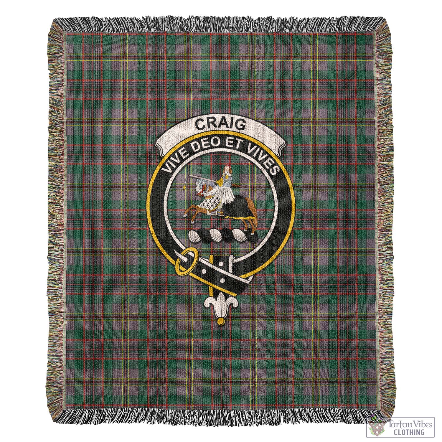 Tartan Vibes Clothing Craig Ancient Tartan Woven Blanket with Family Crest