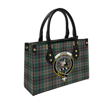 Craig Ancient Tartan Leather Bag with Family Crest